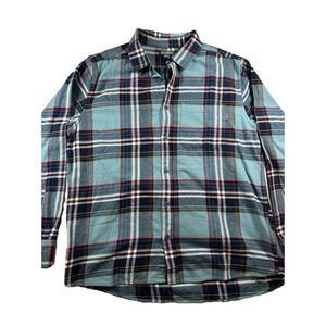 Eddie Bauer Men's XL Long Sleeve Plaid Flannel Shirt in Blue and Red